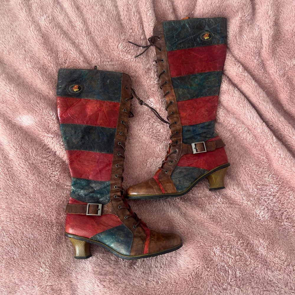 Vintage Eject 100% Leather Steampunk Goth Knee-High Boots